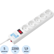 Сетевой фильтр Power Cube 5р/1.9м 10А/2,2кВт 3х0,75 SPG-B-6-WHITE) Сетевой фильтр Power Cube 5р/1.9м 10А/2,2кВт 3х0,75 SPG-B-6-WHITE)