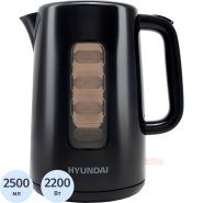Чайник Hyundai HYK-P2501 2.5л. 2200Вт черный корп.:пластик Чайник Hyundai HYK-P2501 2.5л. 2200Вт черный корп.:пластик