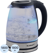 Чайник SCARLETT SC-EK27G88, электрический, стекло, 1800Вт, 1.8л, черный Чайник SCARLETT SC-EK27G88, электрический, стекло, 1800Вт, 1.8л, черный