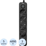 Сетевой фильтр AGNI 5р/3м,черный(TP-FD5E-3m-black) Сетевой фильтр AGNI 5р/3м,черный(TP-FD5E-3m-black)